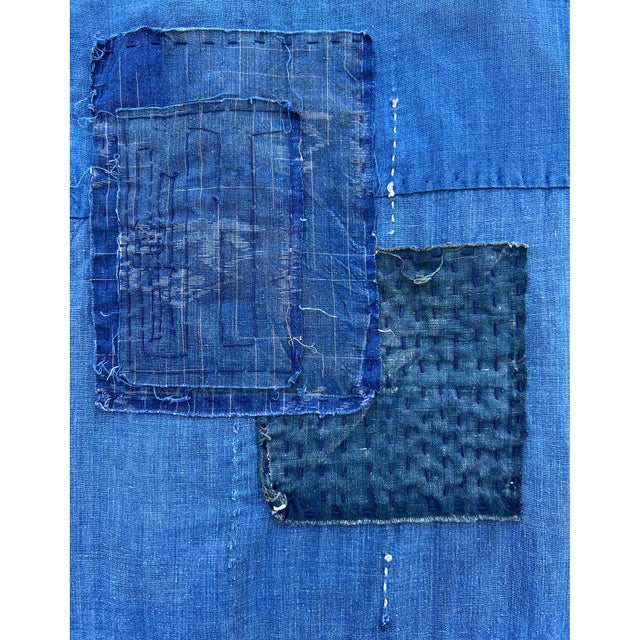 両面美しい襤褸　昭和初期　ボロ　らんる　boro　japan vintage Japanese 1920-30's Vintage Cotton Boro Kimono Noragi Navy