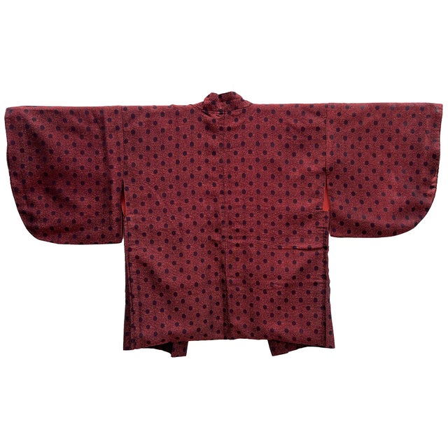 Silk hori jacket of Reddish brown meisen newest haori of Pop